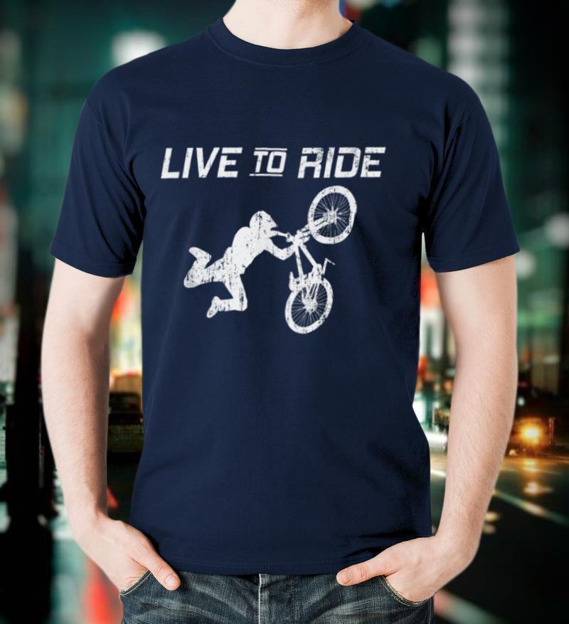 BMX Bike Rider LIVE TO RIDE Motocross Racing Teen Boy Men T Shirt