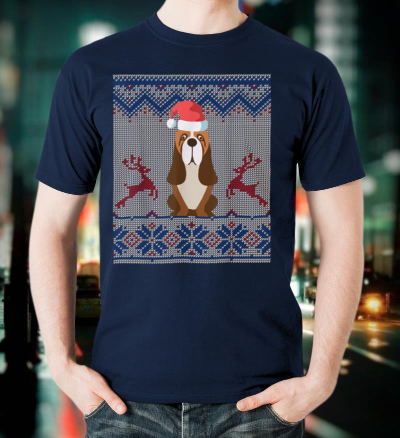 Basset Hound Dog Santa Hat Ugly Christmas Sweater Gift T Shirt