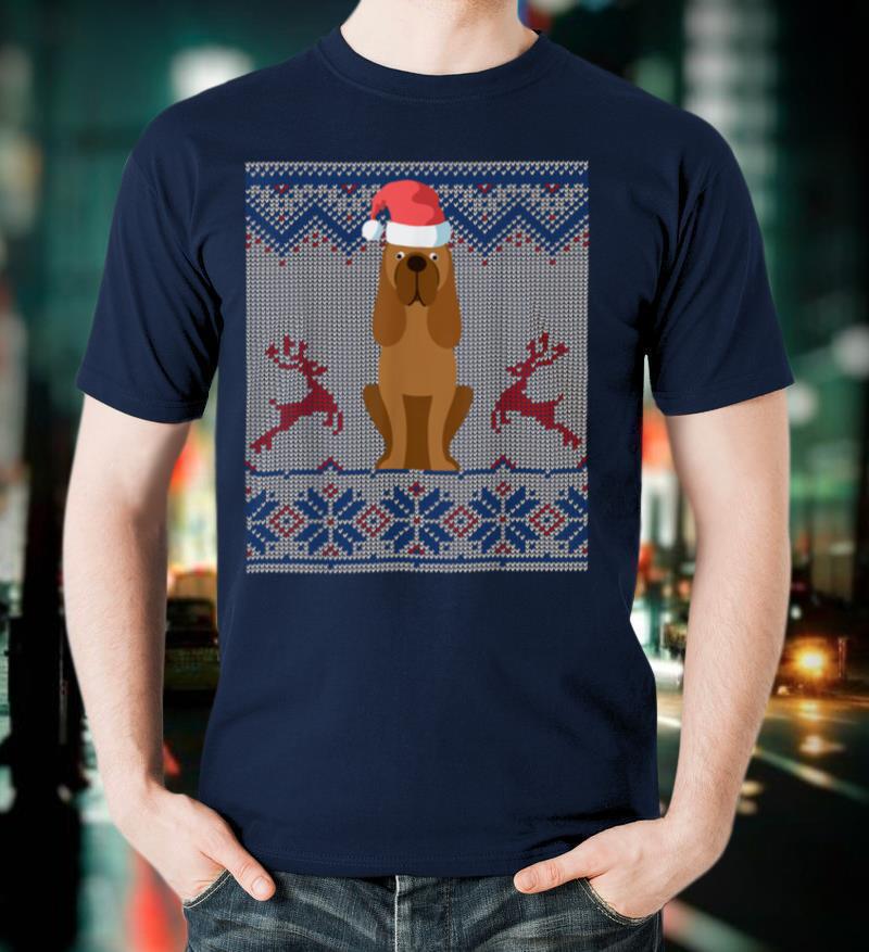 Bloodhound Dog Santa Hat Ugly Christmas Sweater Gift T Shirt