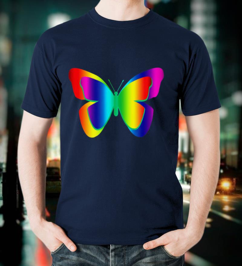Butterfly Rainbow Print Short Sleeve Tee T Shirt