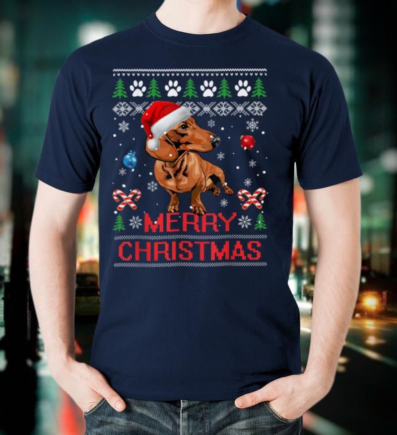 Christmas Daschund Ugly Sweater T Shirt