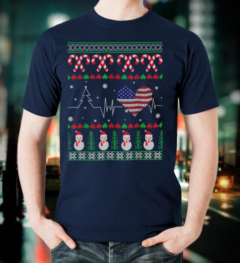 Christmas flag heart USA Ugly Sweater T-Shirt