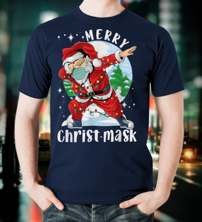 Funny Christmas 2021 Santa Dabbing Wearing Mask Gift T Shirt
