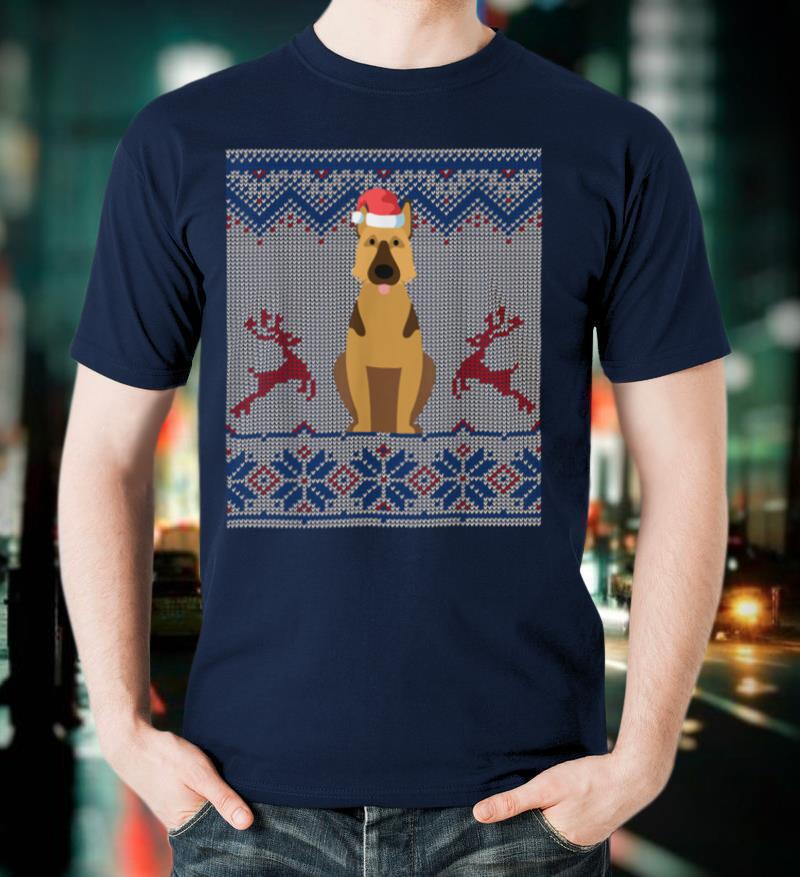 German Shepherd Dog Santa Hat Ugly Christmas Sweater Gift T Shirt
