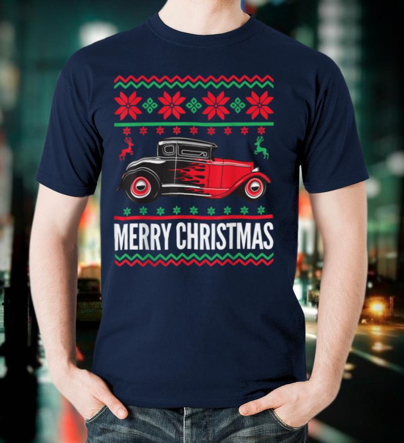 Hot Rod Car Flames Ugly Christmas Gift Idea T Shirt