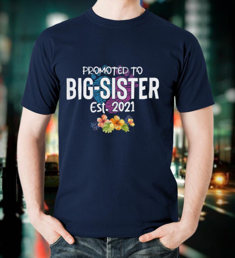Promoted to Big Sister 2021 Baby Shower Pregnancy Reveal T Shirt