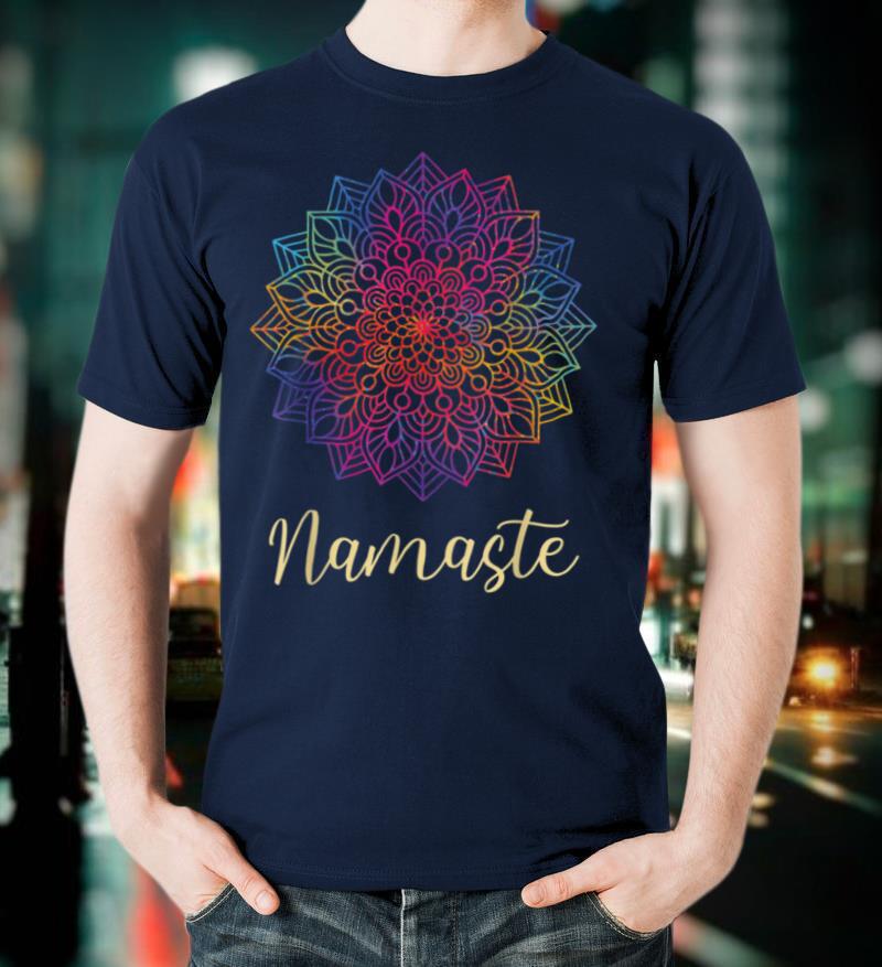 Rainbow Mandala Namaste Yoga Spiritual Mantra Meditation T Shirt