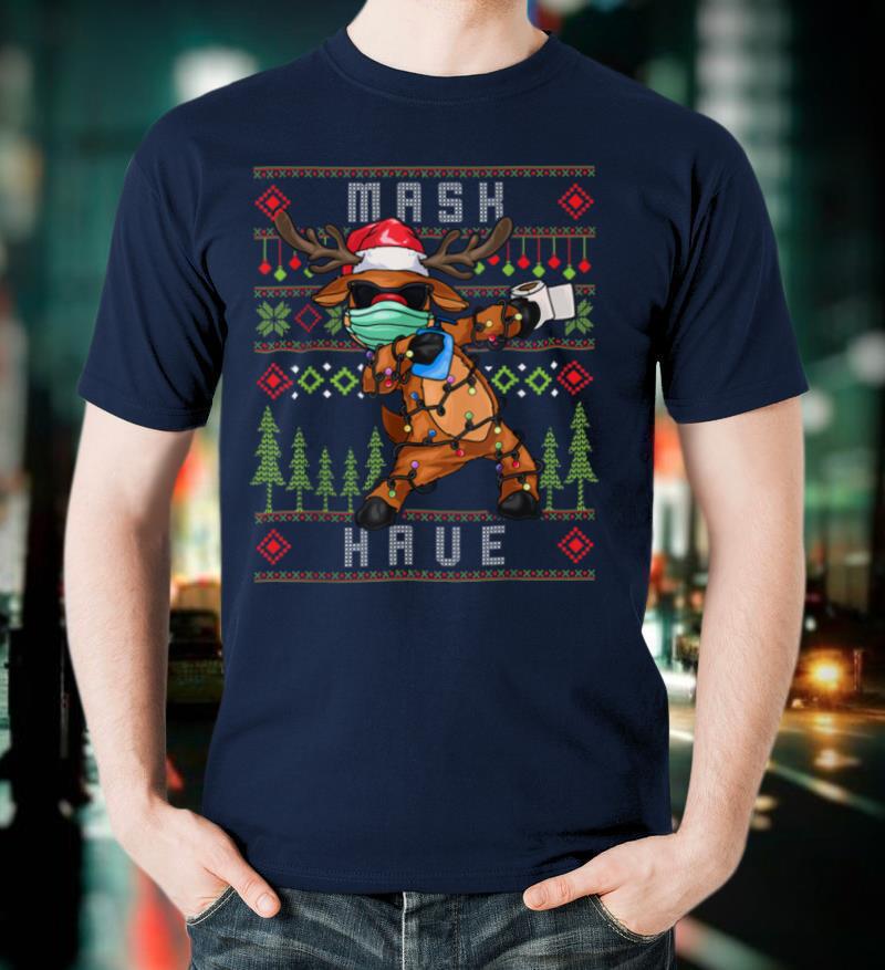 Ugly Christmas Dabbing Reindeer Wearing Mask X Mas Gift T Shirt
