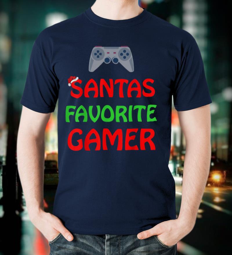Ugly Gamer Xmas Gift Santa's Favorite Gamer Christmas T Shirt