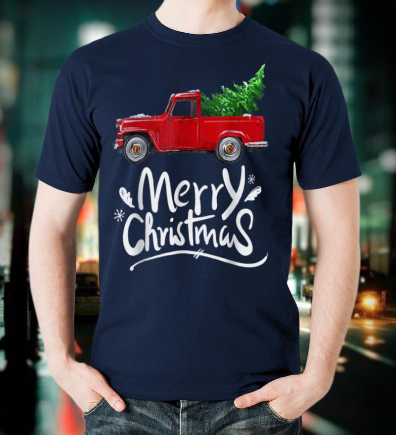 Vintage Wagon Red Truck Christmas Tree Pajama Gift T-Shirt