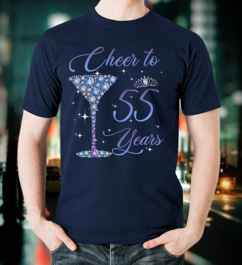 Womens Queen Princess Cheers To 55 Years 55th Birthday Born 1965 T Shirt