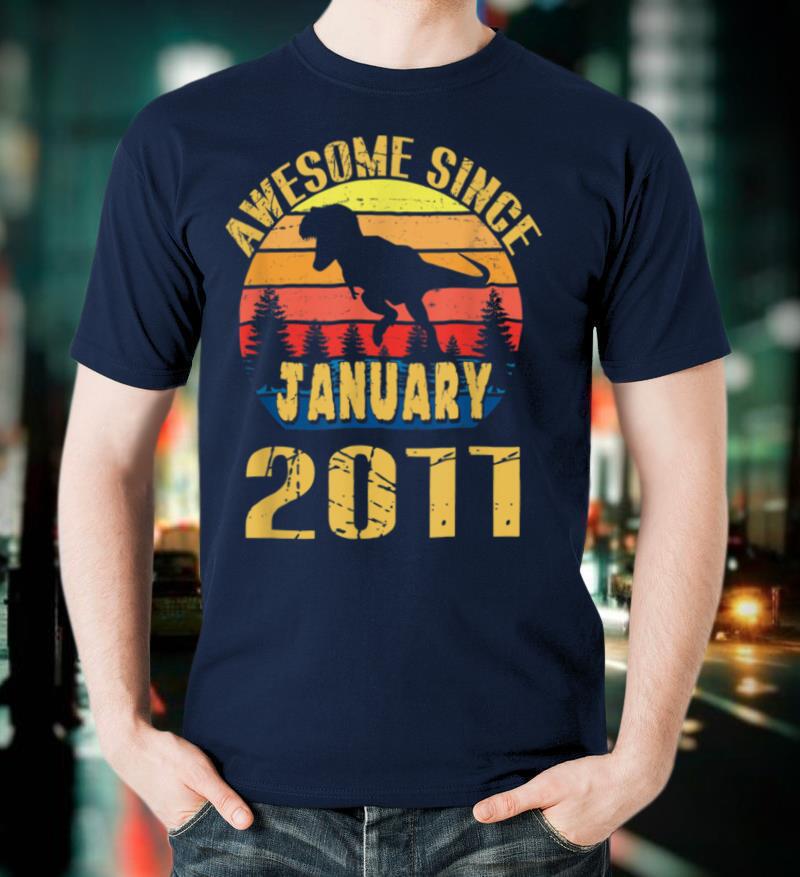 10th Birthday Gift 10 Years Old Vintage Since 2011 Dinosaur T Shirt
