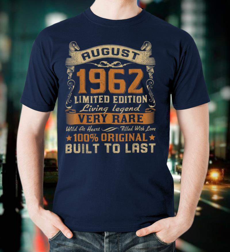 58th Birthday Gifts 58 Years Old Retro Vintage August 1962 T Shirt