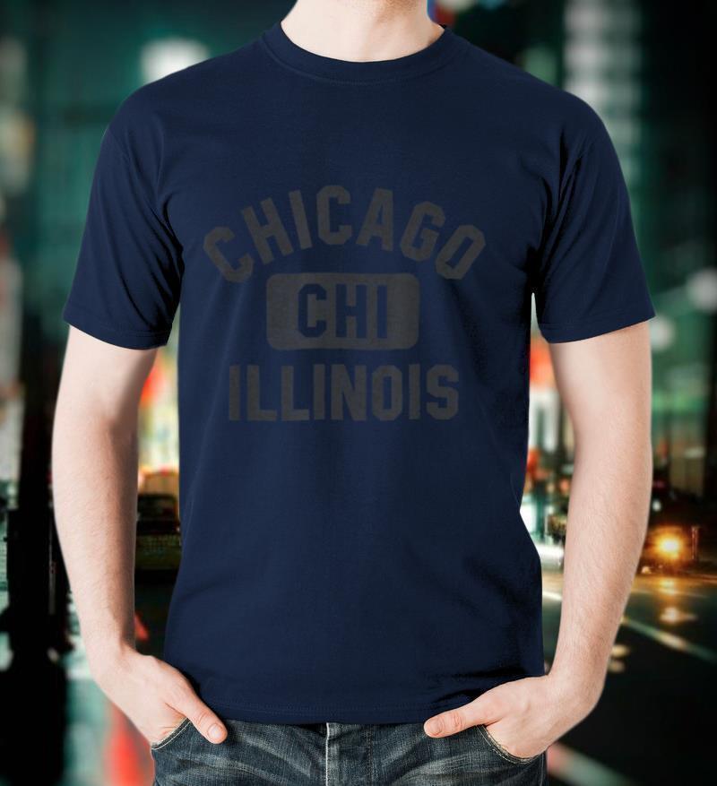 Chicago CHI Gym Style Black with Distressed Black Print T-Shirt