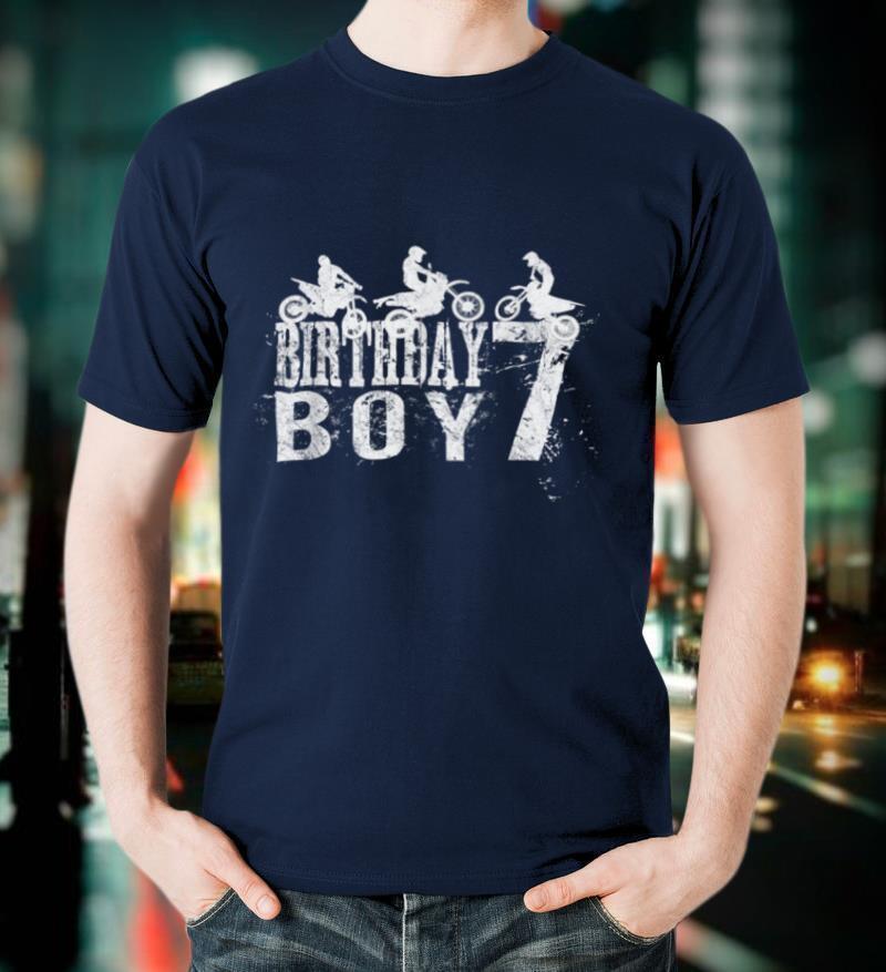Dirt Bike Birthday Boy 7 Years Old 7th B day Boys Party T Shirt
