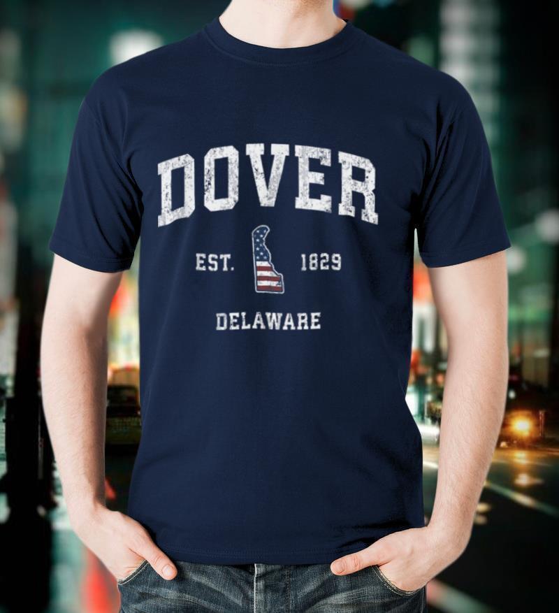 Dover Delaware DE Vintage American Flag Sports Design T Shirt