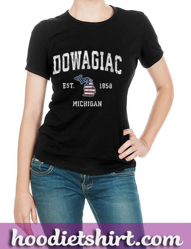 Dowagiac Michigan MI Vintage American Flag Sports Design T-Shirt