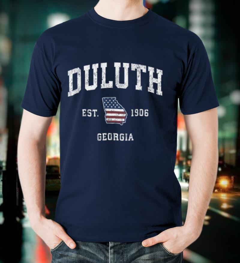 Duluth Georgia GA Vintage American Flag Sports Design T Shirt
