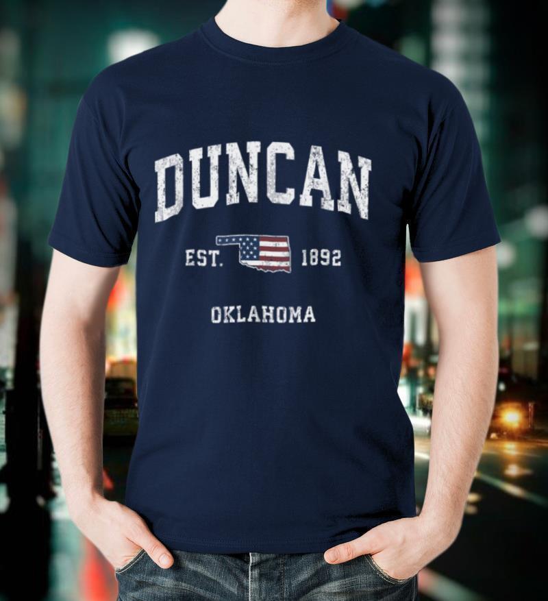 Duncan Oklahoma OK Vintage American Flag Sports Design T-Shirt