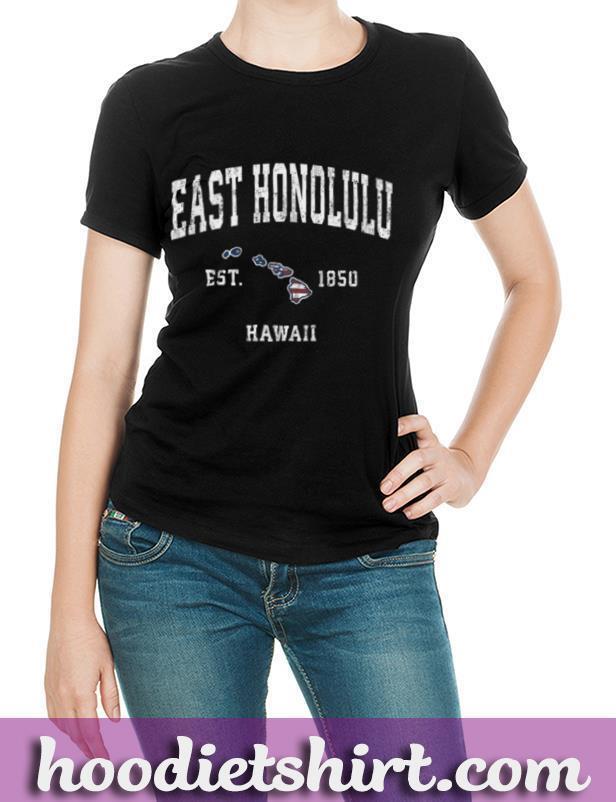 East Honolulu Hawaii HI Vintage American Flag Sports Design T Shirt