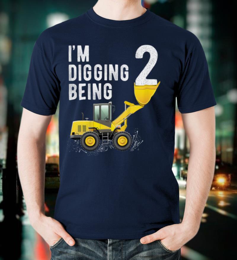 Kids 2nd Birthday boy Bulldozer Construction 2 Year Old T-Shirt