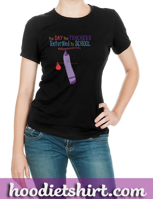 The Day The Teachers Returned to School Crayon Purple T Shirt