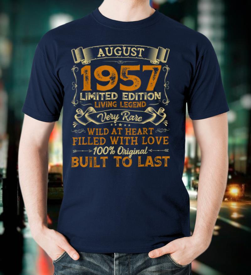 Vintage 63rd Birthday August 1957 Shirt 63 Years Old Gift T Shirt