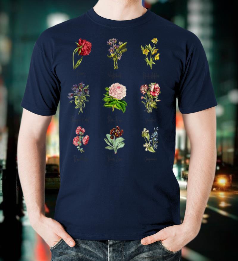 Vintage Botanical Floral Flower Chart T-Shirt