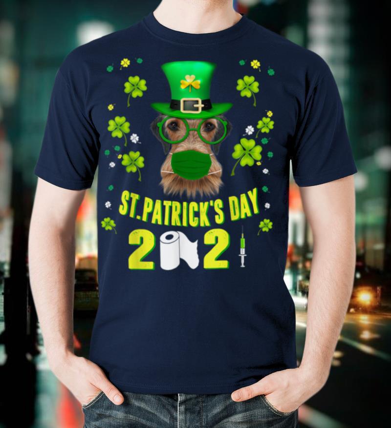 Airedale Leprechaun Dog Lover Face Mask St Patricks Day 2021 T-Shirt