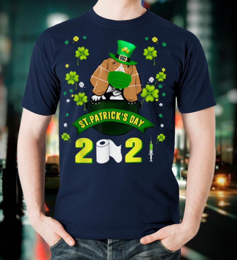 Basset Hound Dog Lover Face Mask Funny St Patricks Day 2021 T-Shirt