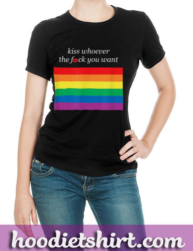 Aesthetic LGBT Rainbow Flag Kiss Whoever The Fuck You Want T Shirt