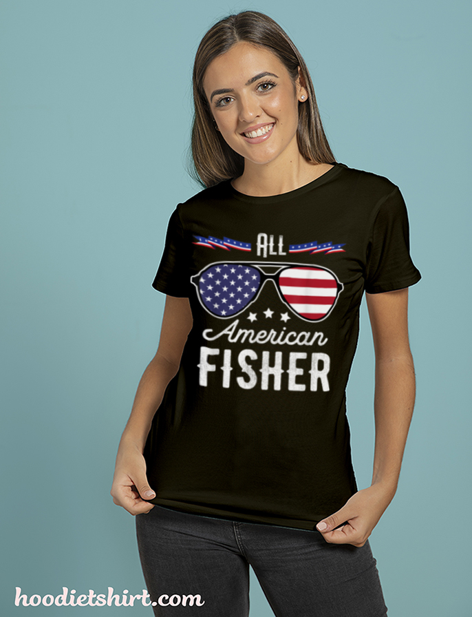 All American Fisher 4th Of July Sunglasses T Shirt