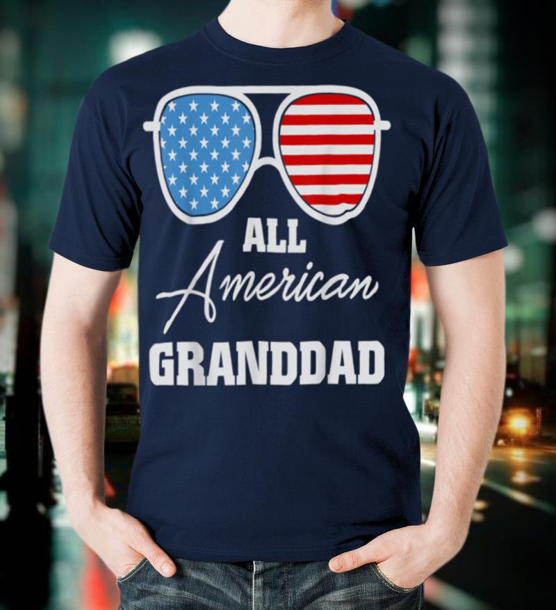 All American Granddad Sunglasses Flag T-Shirt