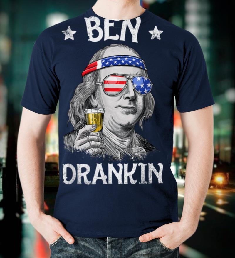 Ben Drankin 4th of July Benjamin Franklin Men Women USA Flag T-Shirt