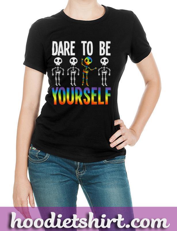 Dare To Be Yourself Cute LGBT Pride Skeleton Dabbing Move T-Shirt