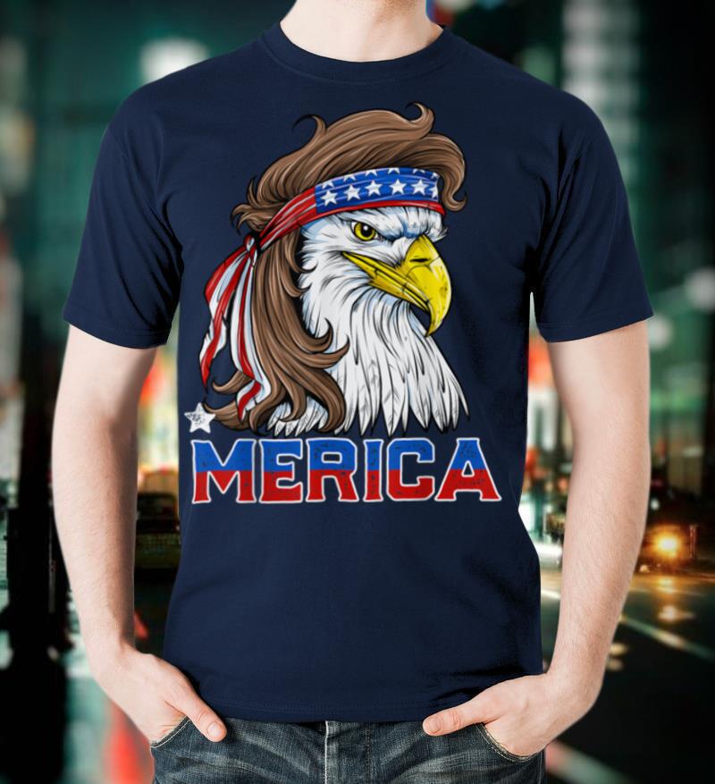 Eagle Mullet Merica Shirt Men 4th of July American Flag USA T Shirt