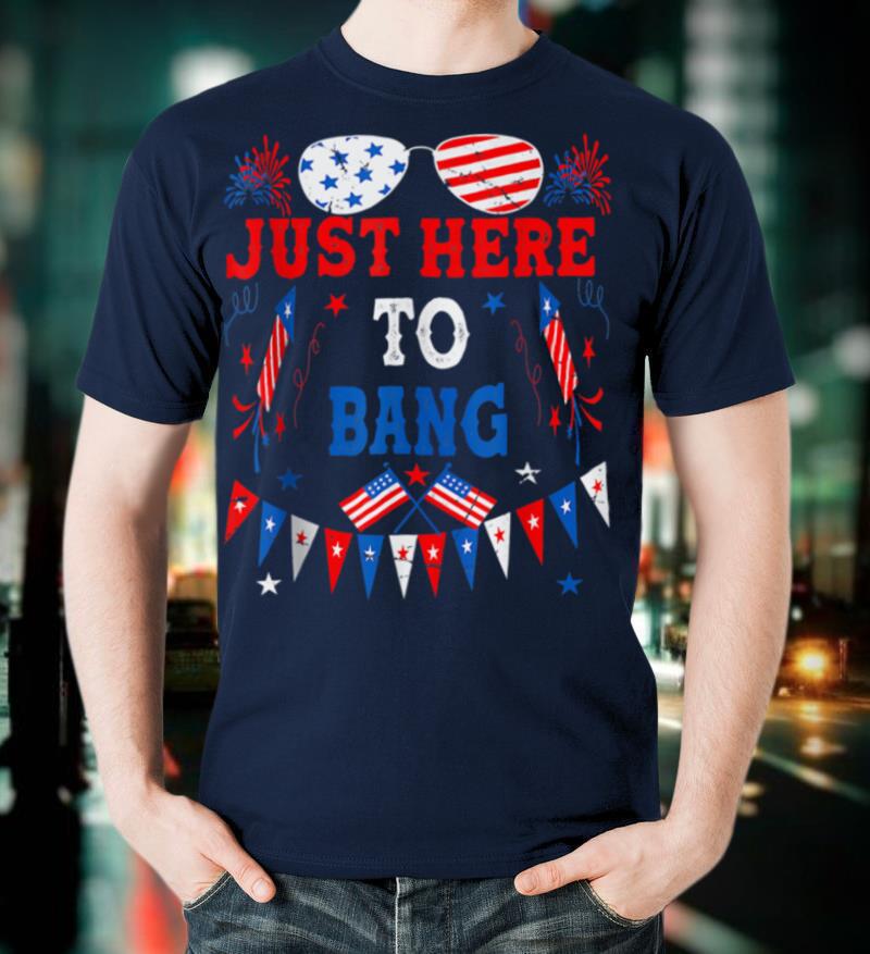Funny 4th of July I'm Just Here To Bang USA Flag Sunglasses T Shirt