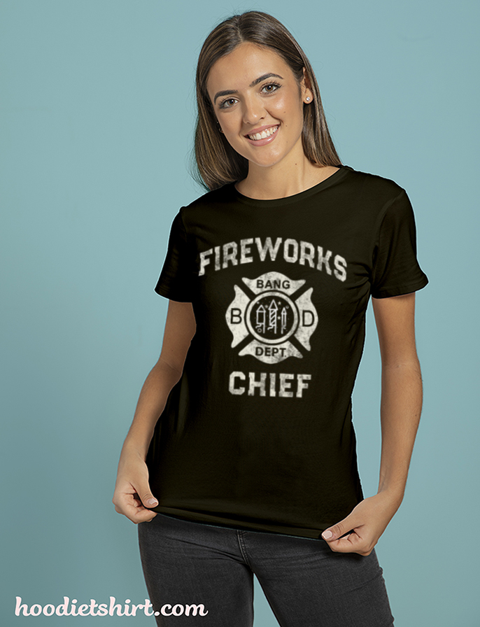 Funny FIREWORKS CHIEF Firefighter America Fire Chief T-Shirt
