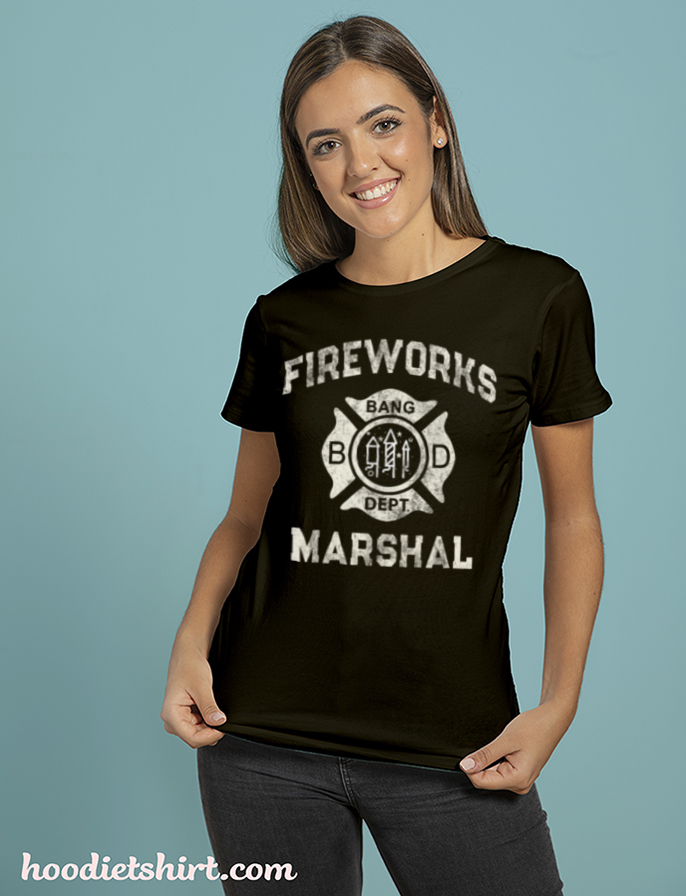 Funny FIREWORKS MARSHAL Firefighter America Fire Chief T-Shirt