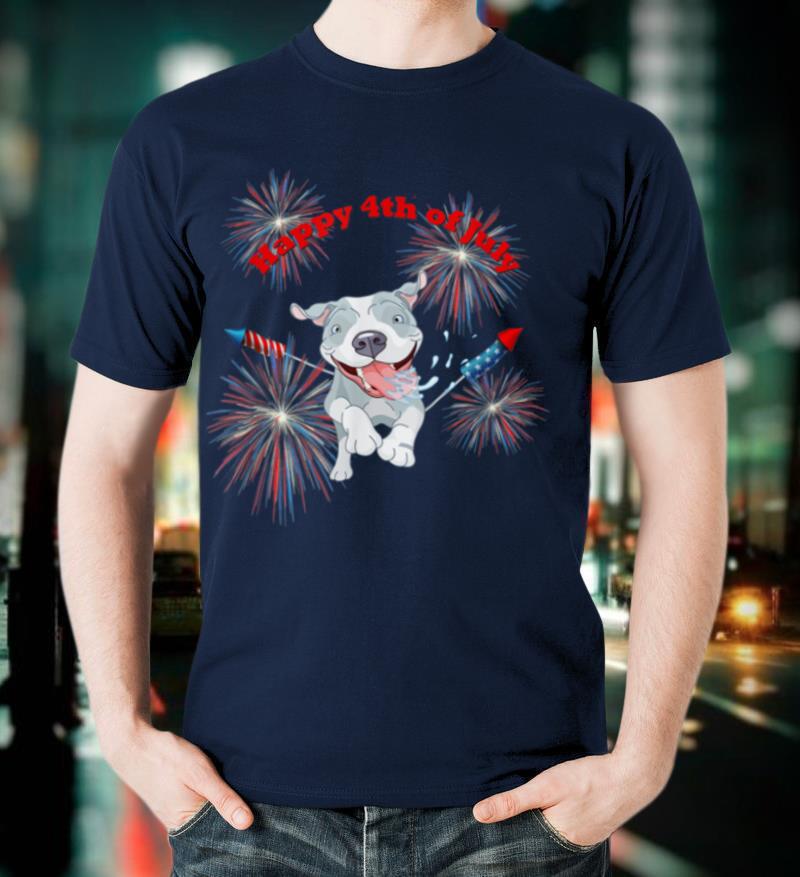 Happy 4th of July Pitbull Fireworks T-Shirt