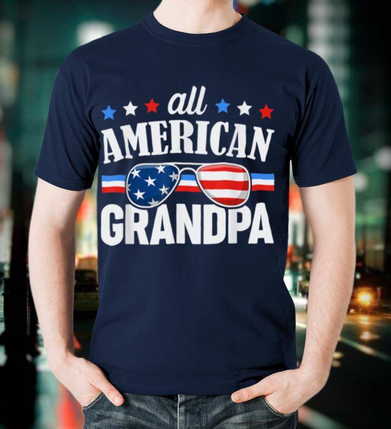 Mens All American Grandpa 4th of July USA Family Matching Outfit T-Shirt