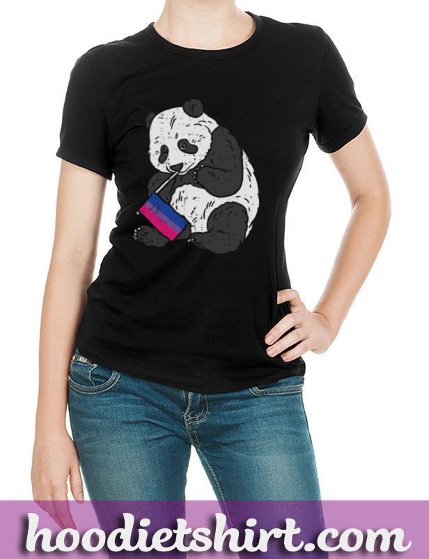 Panda Bear Bisexual Pride Flag LGBTQ Bi Animal Lover Gift Long Sleeve T-Shirt