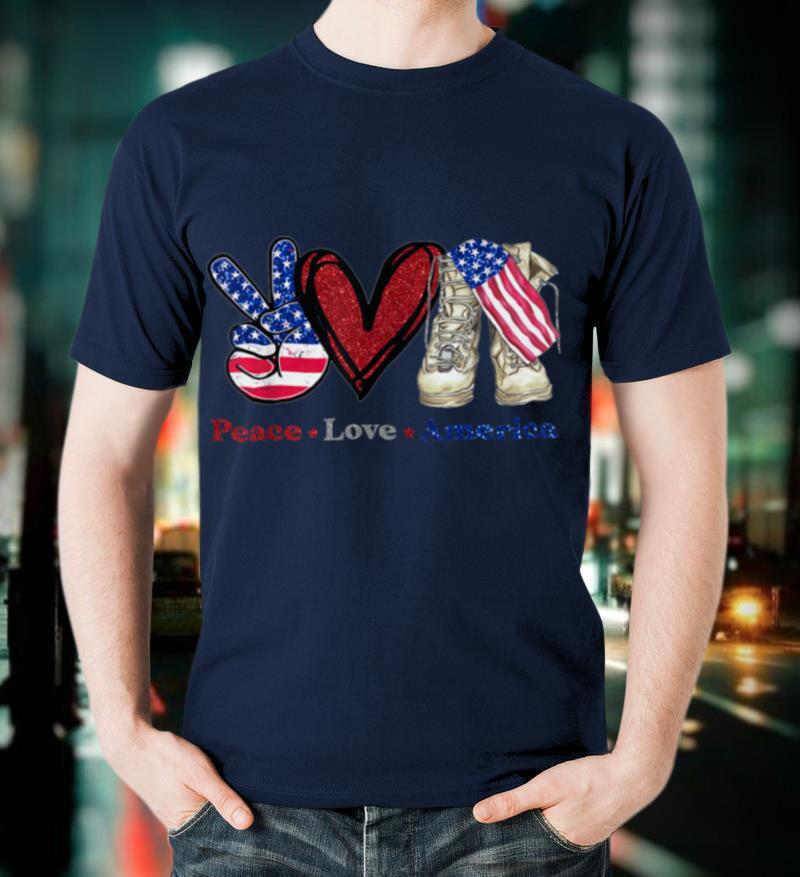 Peace Love America USA Flag 4th of July T-Shirt