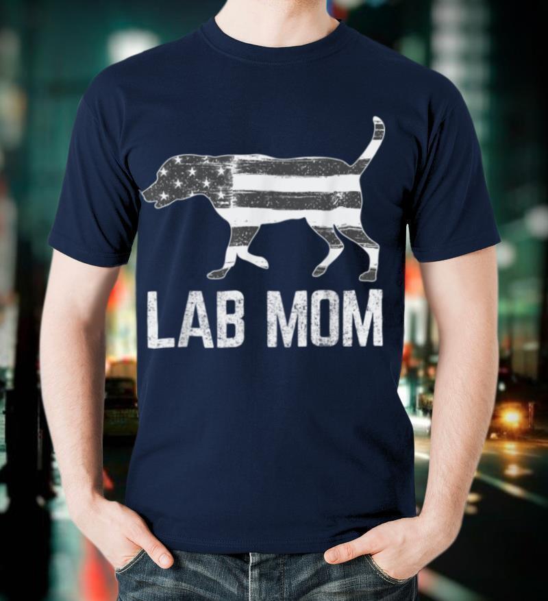Silver Lab Mom Vintage Patriotic Labrador with American Flag T Shirt