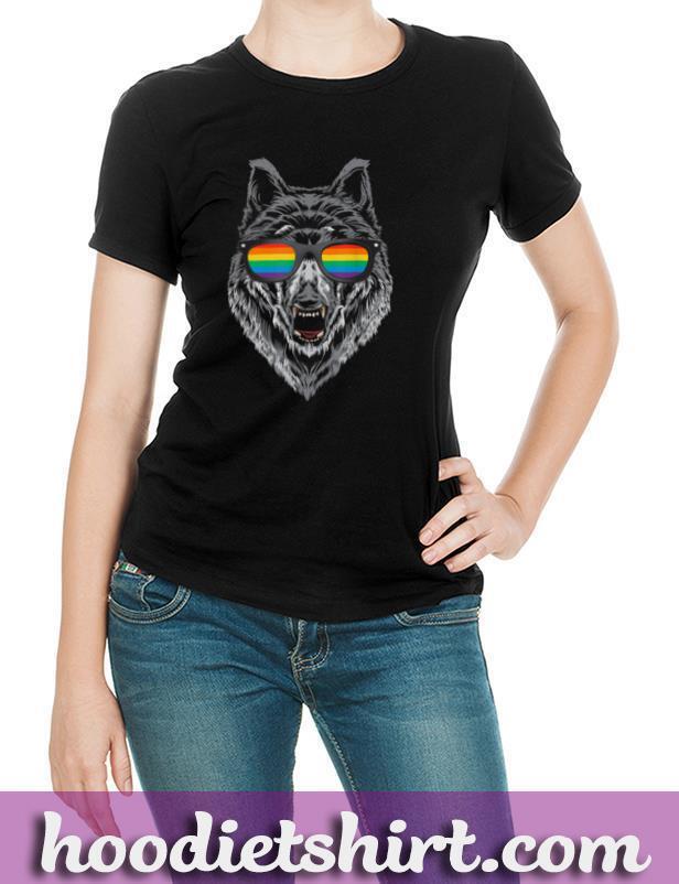 Wolf Rainbow Flag Sunglasses LGBT Gay Pride T Shirt