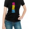 Womens Pansexual Pride Cat Stack Cute Pan Flag LGBT Animal Gift V Neck T Shirt
