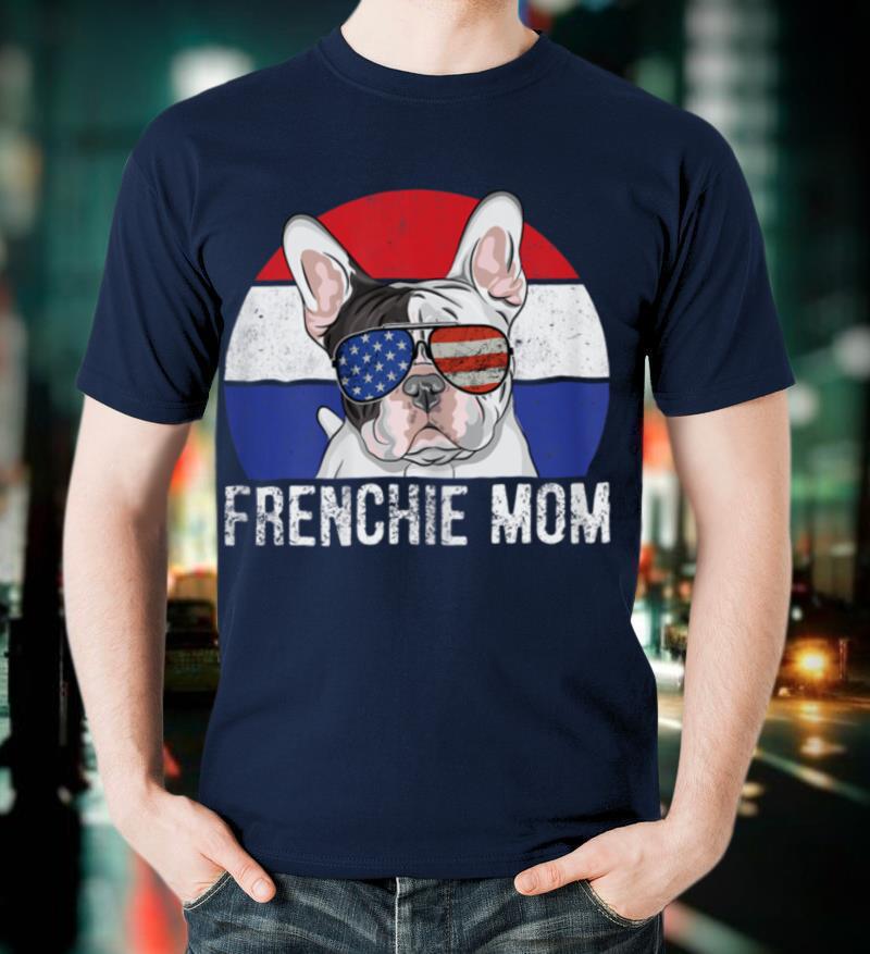 Womens Patriotic French Bulldog Frenchie American Flag 4th of July T-Shirt