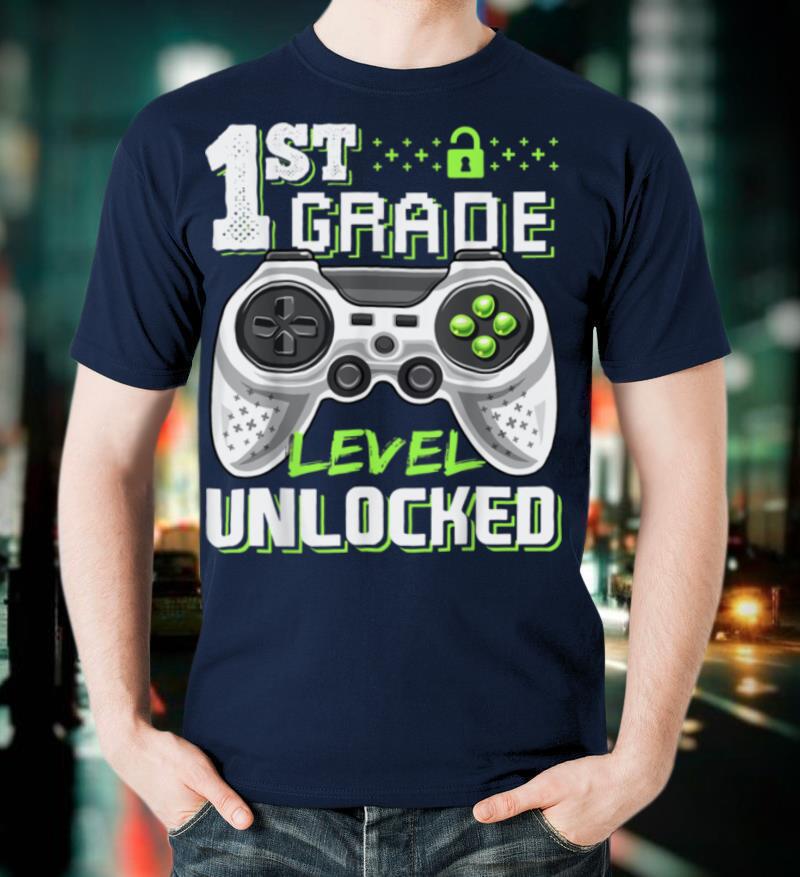 1st Grade Level Unlocked Video Game Back to School Boys T Shirt