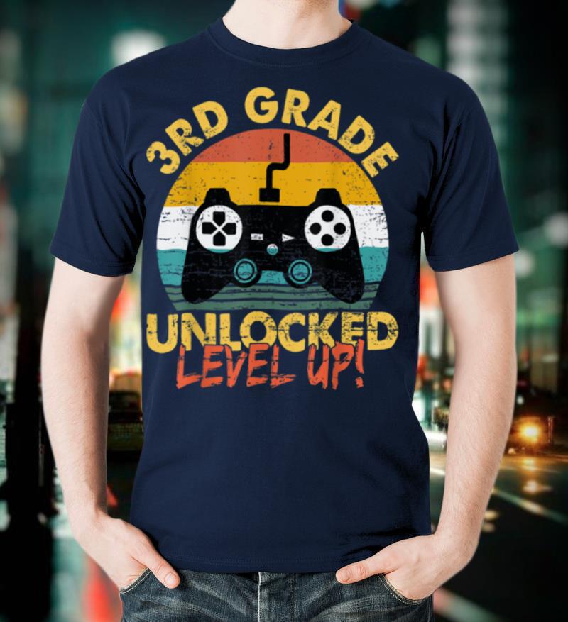 3rd Grade Unlocked Level Up Tee Funny Game For Kids Boys T-Shirt