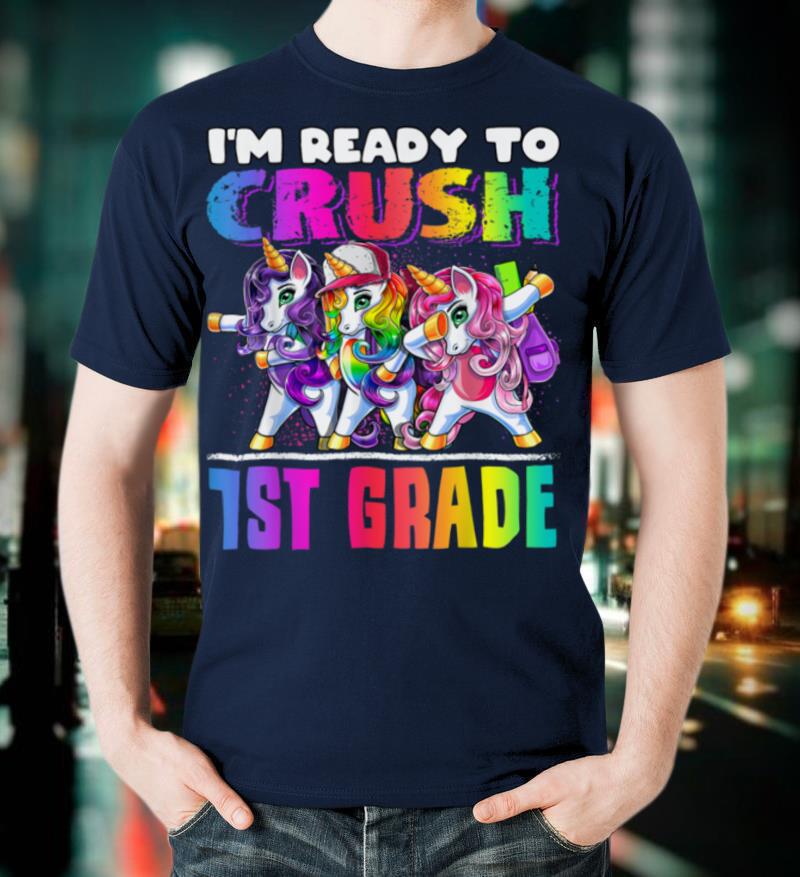 Crush 1st Grade Dabbing Unicorn Back to School Backpack Girl T-Shirt